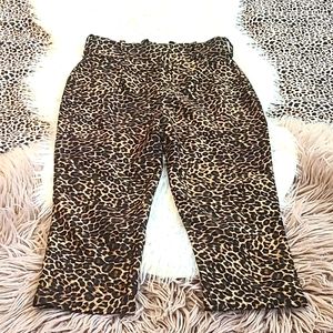 Deadly Dames leopard Capri pants sz large by Micheline Pitt pinup girl clothing